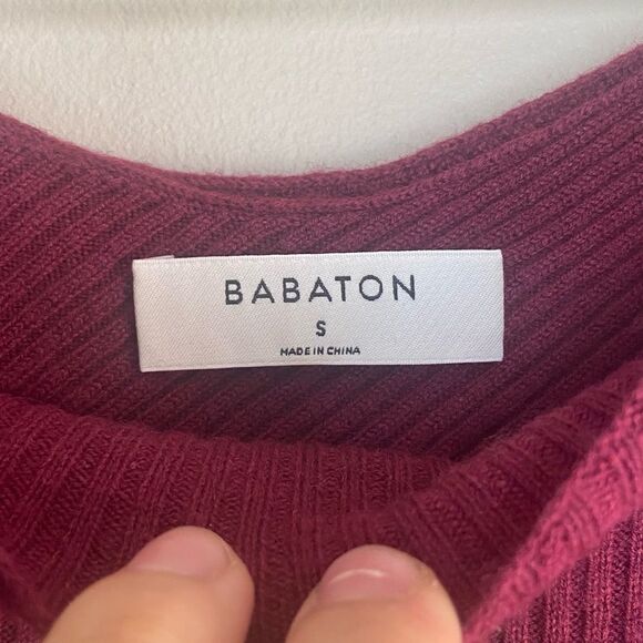 Babaton | Aritzia Red Wool/Linen Blend Balletcore Kitano Sweater Size Small - Picture 4 of 6